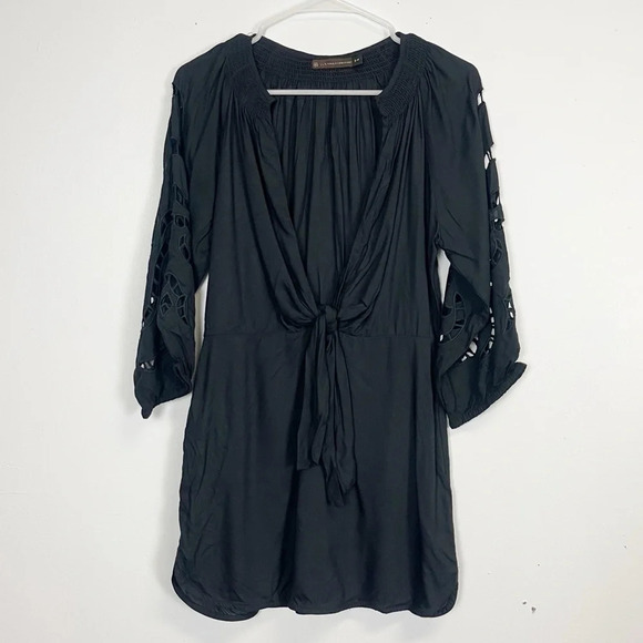 NEW VIX Paula Hermanny Alice Short Chemise Dress Women Small Black Swim Cover Up - Picture 1 of 9